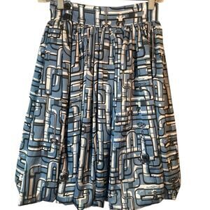 Jeremy Scott Bubble Skirt Womens Small Blue Pipe Print Novelty Graphic Y2K